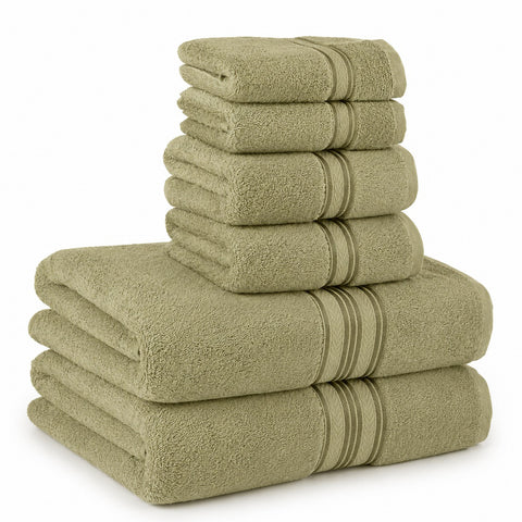 Cozy Home 100% Cotton 6-Piece Towel Set – Soft, Absorbent & Quick-Dry Bath Towels with Hand Towels & Washcloths (Multiple Colors)
