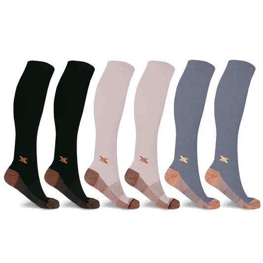 Copper Infused High Performance Anti Fatigue Knee High Compression Socks (6-Pairs)