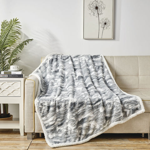 Ultra Soft Microplush Alaska Sherpa Throw Blanket 50" x 60" Lightweight Fleece for Bed, Couch, or Travel – Cozy, Warm, and Machine Washable