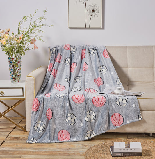 All-Star Glow in the Dark Sports Fleece Blanket – Soft Lightweight Throw for Kids, Teens, and Bedrooms – 50” x 60” Machine Washable Cozy Blanket