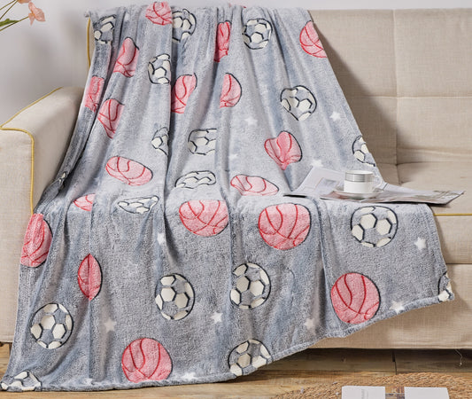 All-Star Glow in the Dark Sports Fleece Blanket – Soft Lightweight Throw for Kids, Teens, and Bedrooms – 50” x 60” Machine Washable Cozy Blanket