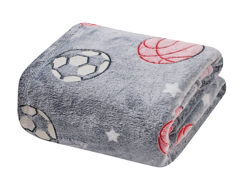 All-Star Glow in the Dark Sports Fleece Blanket – Soft Lightweight Throw for Kids, Teens, and Bedrooms – 50” x 60” Machine Washable Cozy Blanket