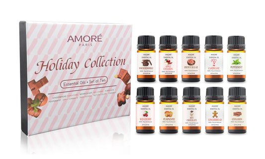 Holiday Collection Therapeutic-Grade Aromatherapy Essential Oil Set (10-Piece)