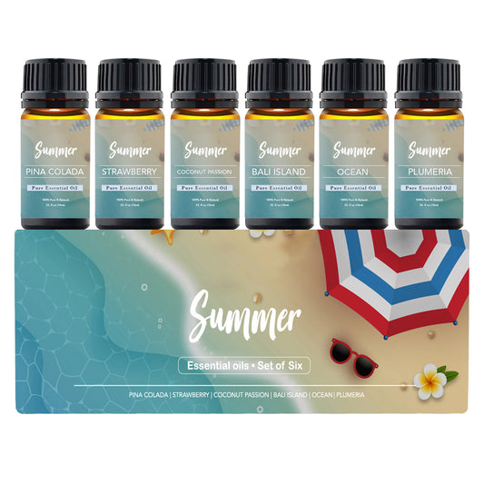 6-Pack Summer Vibes Scented Aromatherapy Essential Oil Set | 10mL Bottles for Diffusers, Humidifiers & DIY Projects