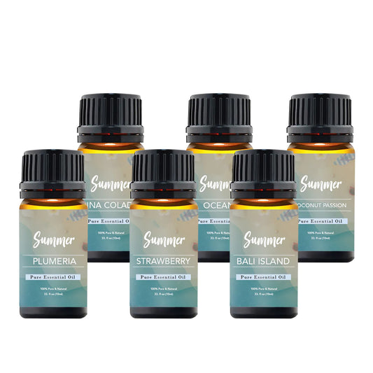 6-Pack Summer Vibes Scented Aromatherapy Essential Oil Set | 10mL Bottles for Diffusers, Humidifiers & DIY Projects