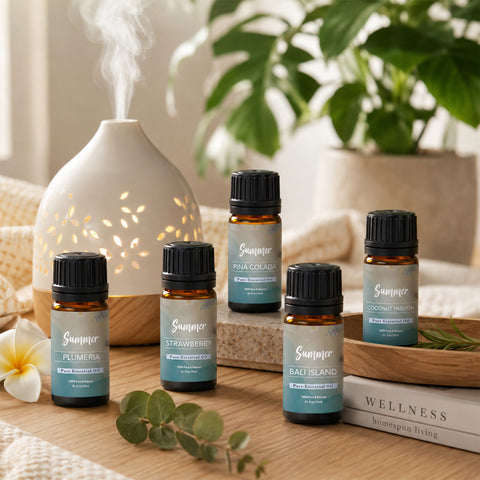 6-Pack Summer Vibes Scented Aromatherapy Essential Oil Set | 10mL Bottles for Diffusers, Humidifiers & DIY Projects
