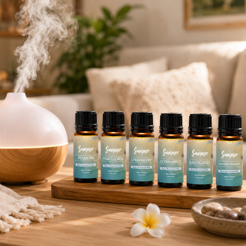 6-Pack Summer Vibes Scented Aromatherapy Essential Oil Set | 10mL Bottles for Diffusers, Humidifiers & DIY Projects