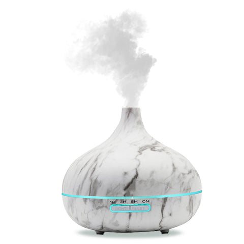 Ultrasonic Essential Oil Diffuser – 300 mL Marble-Look Mist Diffuser with LED Light