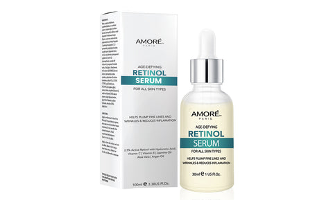 Amore Paris 2.5%  Retinol Serum for Face with Hyaluronic Acid Night Facial Serum, Brightening Serum Targets Dark Spots, Wrinkles & Fine Lines, Facial Skin Care Products, Face Serum for Women & Men
