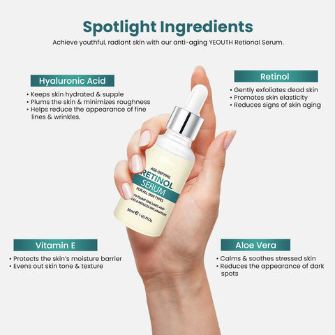 2.5% Retinol Face Serum with Hyaluronic Acid & Vitamin E Nighttime Anti-Aging Facial Serum for Smoother, Firmer & More Radiant-Looking Skin
