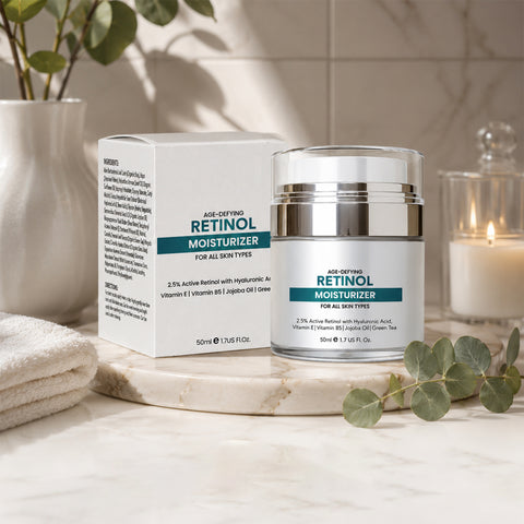 Anti-Aging Retinol 2.5% Night Cream Moisturizer with Hyaluronic Acid, Jojoba Oil & Green Tea | 1.7 fl oz