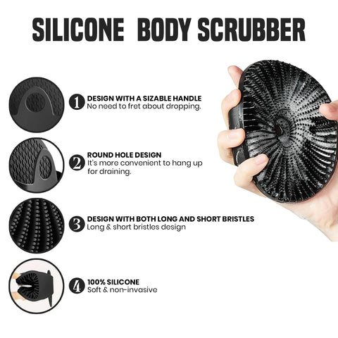 Antimicrobial Silicone Body Scrubber – Non-Slip Exfoliating Shower Brush for Sensitive Skin