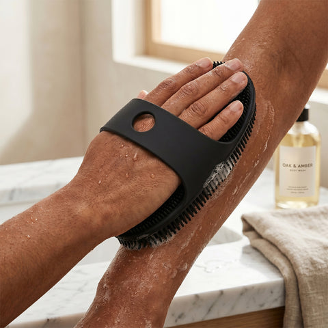 Antimicrobial Silicone Body Scrubber – Non-Slip Exfoliating Shower Brush for Sensitive Skin