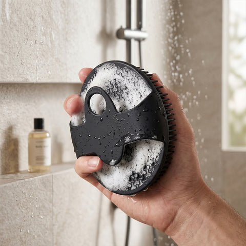 Antimicrobial Silicone Body Scrubber – Non-Slip Exfoliating Shower Brush for Sensitive Skin