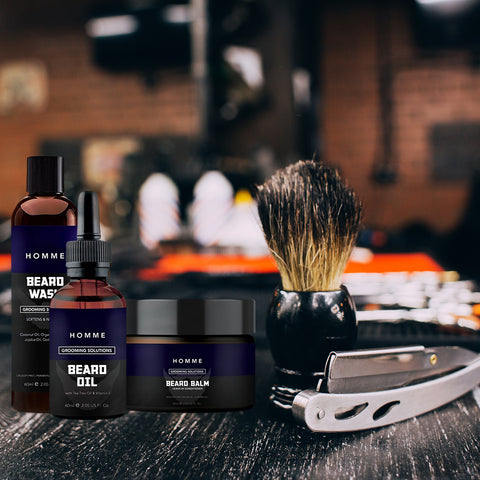 Ultimate Beard Grooming Kit for Men – 3-Piece Beard Wash, Beard Oil & Beard Balm Set