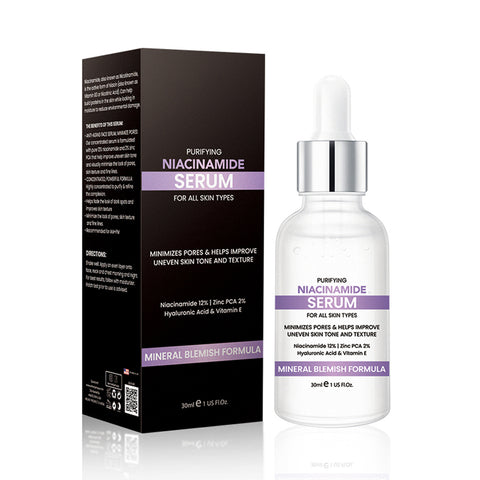 Niacinamide 12% Face Serum with Zinc 2%, Hyaluronic Acid & Vitamin E Daily Facial Serum for Uneven Skin Tone, Visible Pores & Hydration Support | 1 fl oz