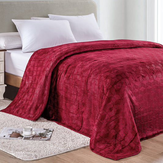 Armani Embossed Microplush Blanket – Super Soft, Lightweight All-Season - for Bed and Couch