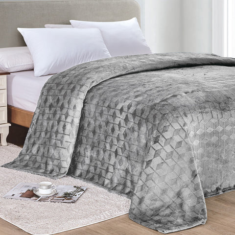 Armani Embossed Microplush Blanket – Super Soft, Lightweight All-Season - for Bed and Couch