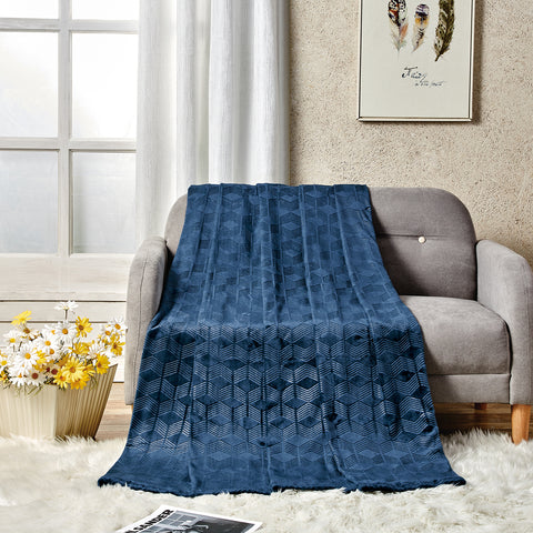 Armani Embossed Microplush Blanket – Super Soft, Lightweight All-Season - for Bed and Couch