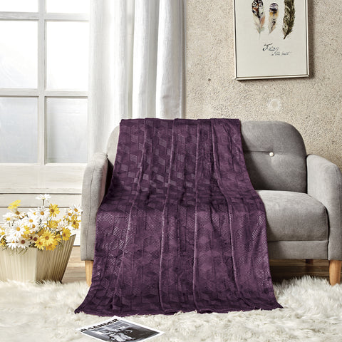 Armani Embossed Microplush Blanket – Super Soft, Lightweight All-Season - for Bed and Couch