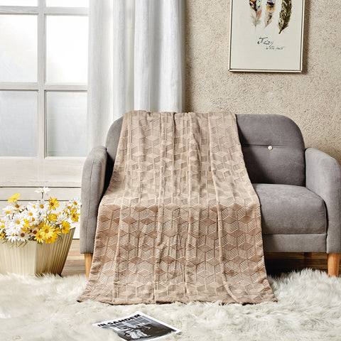 Armani Embossed Microplush Blanket – Super Soft, Lightweight All-Season - for Bed and Couch
