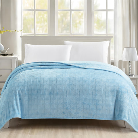 Armani Embossed Microplush Blanket – Super Soft, Lightweight All-Season - for Bed and Couch