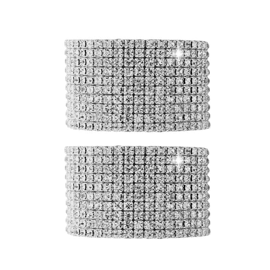 Crystal Multi-Layer Stretch Bracelet – 10-Row Sparkling Statement Bracelet for Women (One Size Fits Most)