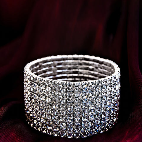 Crystal Multi-Layer Stretch Bracelet – 10-Row Sparkling Statement Bracelet for Women (One Size Fits Most)