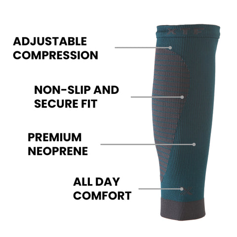 Targeted Recovery And Pain Relief Leg Calf Compression Sleeves Brace For Running, Cycling, Travel, Walking (1-Pair)