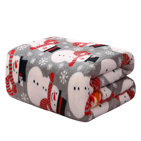 Big Christmas Snowman Plush Decorative Throw Blanket – 50 x 60 Inches | Ultra-Soft Microfiber, Lightweight & All-Season (Grey)