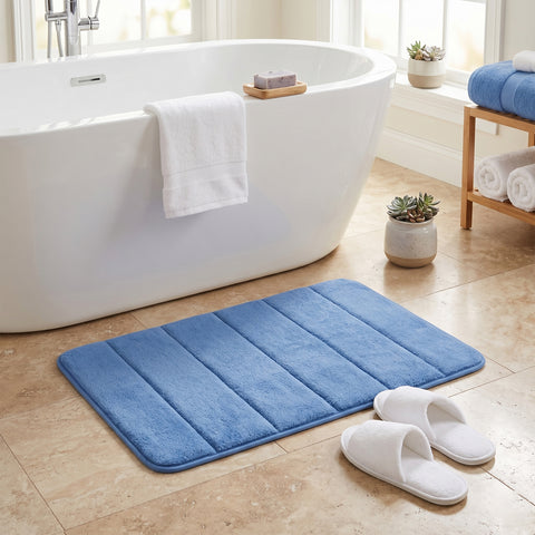 Memory Foam Plush Bath Mat Ultra-Soft Absorbent Bathroom Rug with Non-Slip Backing | 17" x 25"