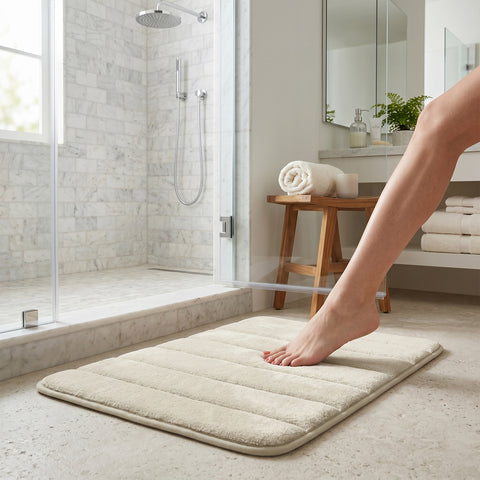 Memory Foam Plush Bath Mat Ultra-Soft Absorbent Bathroom Rug with Non-Slip Backing | 17" x 25"