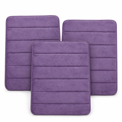 Memory Foam Bath Mats, 3-Pack – Plush Absorbent Bathroom Rugs, Sky Blue or Purple