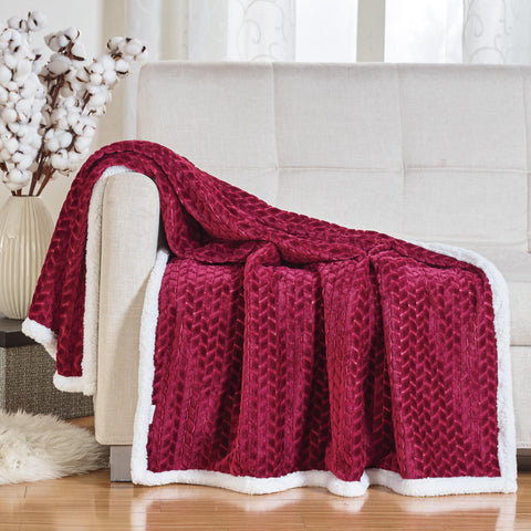 Ultra Soft Braided Reversible Sherpa Throw Blanket for Couch, Bed, or Recliner – Warm, Lightweight, Machine Washable, All-Season Comfort (50" x 60")