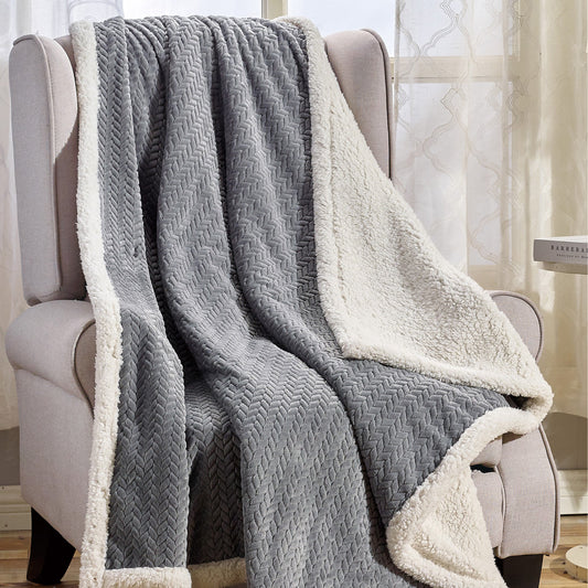 Ultra Soft Braided Reversible Sherpa Throw Blanket for Couch, Bed, or Recliner – Warm, Lightweight, Machine Washable, All-Season Comfort (50" x 60")