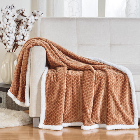 Ultra Soft Braided Reversible Sherpa Throw Blanket for Couch, Bed, or Recliner – Warm, Lightweight, Machine Washable, All-Season Comfort (50" x 60")