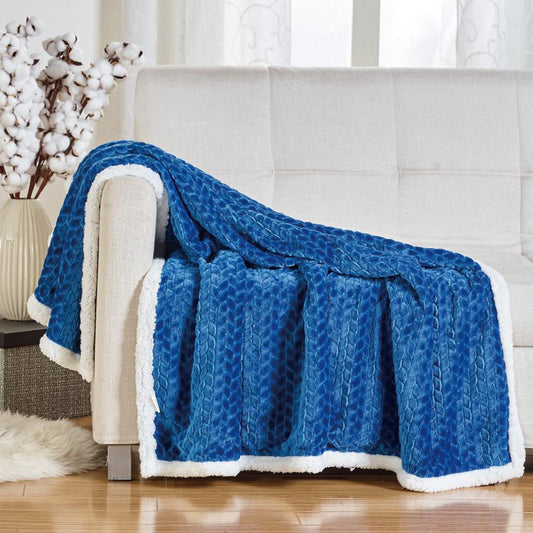 Ultra Soft Braided Reversible Sherpa Throw Blanket for Couch, Bed, or Recliner – Warm, Lightweight, Machine Washable, All-Season Comfort (50" x 60")