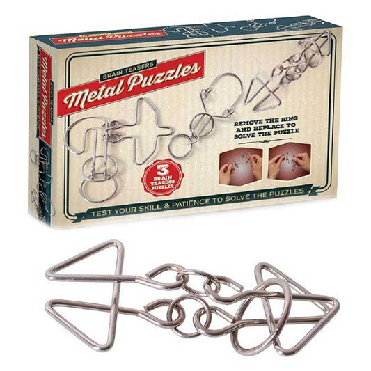 Brain Teasers Mind Games IQ Metal Puzzle Set 3-Piece Metal Disentanglement Puzzle Set for Problem Solving, Logic & Family Fun