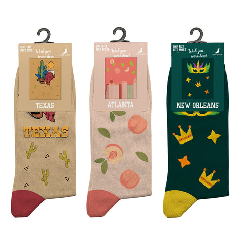 3-Pack: Unisex Cotton City Theme Socks – Comfortable Breathable Everyday Dress Socks