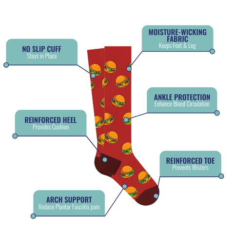 6-Pairs: Fun Expressive Novelty Knee-High Compression Socks