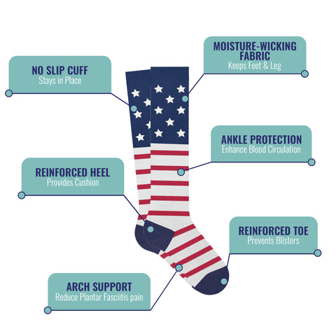 6-Pairs: Fun Expressive Novelty Knee-High Compression Socks