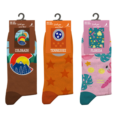 3-Pack: Unisex Cotton City Theme Socks – Comfortable Breathable Everyday Dress Socks