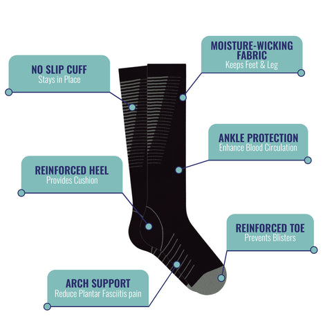 12-Pairs: Athletic Graduated Knee-High Compression Socks