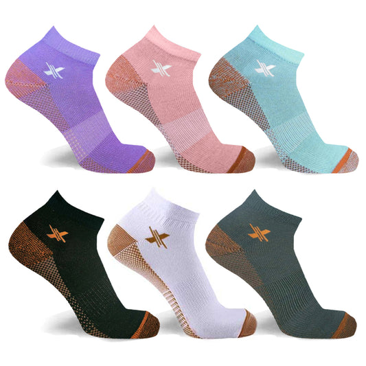 6-Pairs: Copper Compression Socks for Men & Women Circulation-Ankle Plantar Fasciitis Arch Support Socks