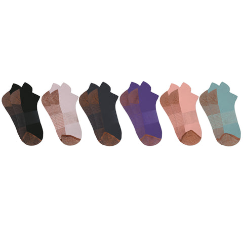 6-Pairs: Copper Infused Plantar Fasciitis Arch Support Compression Ankle Socks