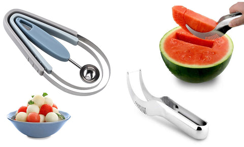 Professional 4 In 1 Stainless Steel Watermelon Melon Baller Scoop Seed Remover Fruit Carving Cutter Slicer Tool Set And Server