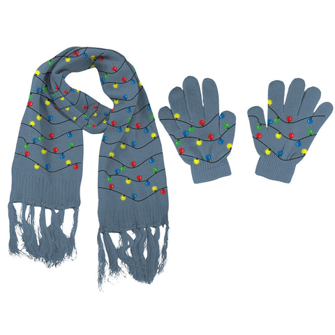 LED Light-Up Winter Accessories for Adults – Scarf & Gloves with Soft Comfort and Easy ON/OFF Lights