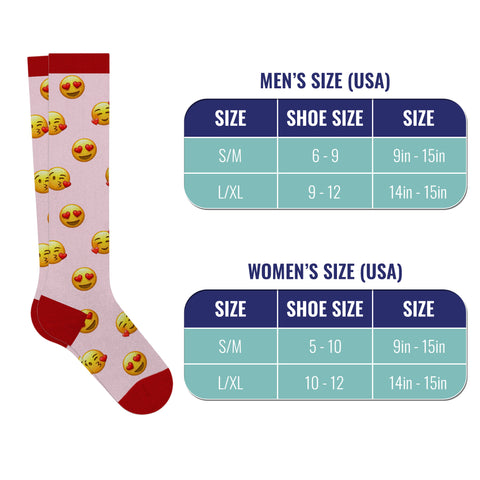 6-Pairs: Valentine's Day Love Prints Knee-High Compression Socks