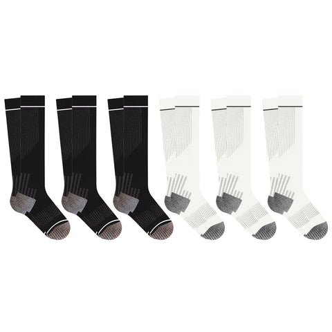 6-Pairs: Copper Infused Targeted Support And Recovery Knee High Compression Socks