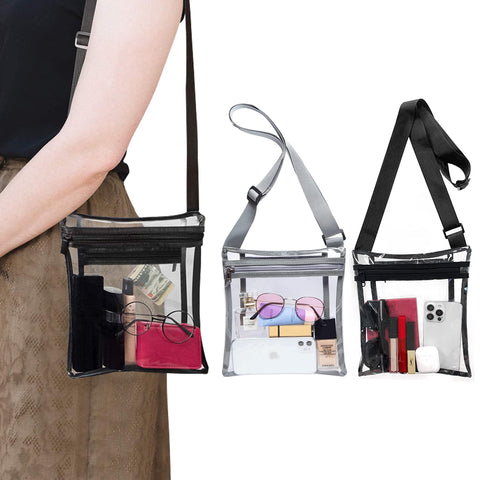 2-Pack: Stadium Approved Clear Crossbody Bag – Transparent PVC Purse with Adjustable Strap for Travel, Concerts & Events (Men & Women)